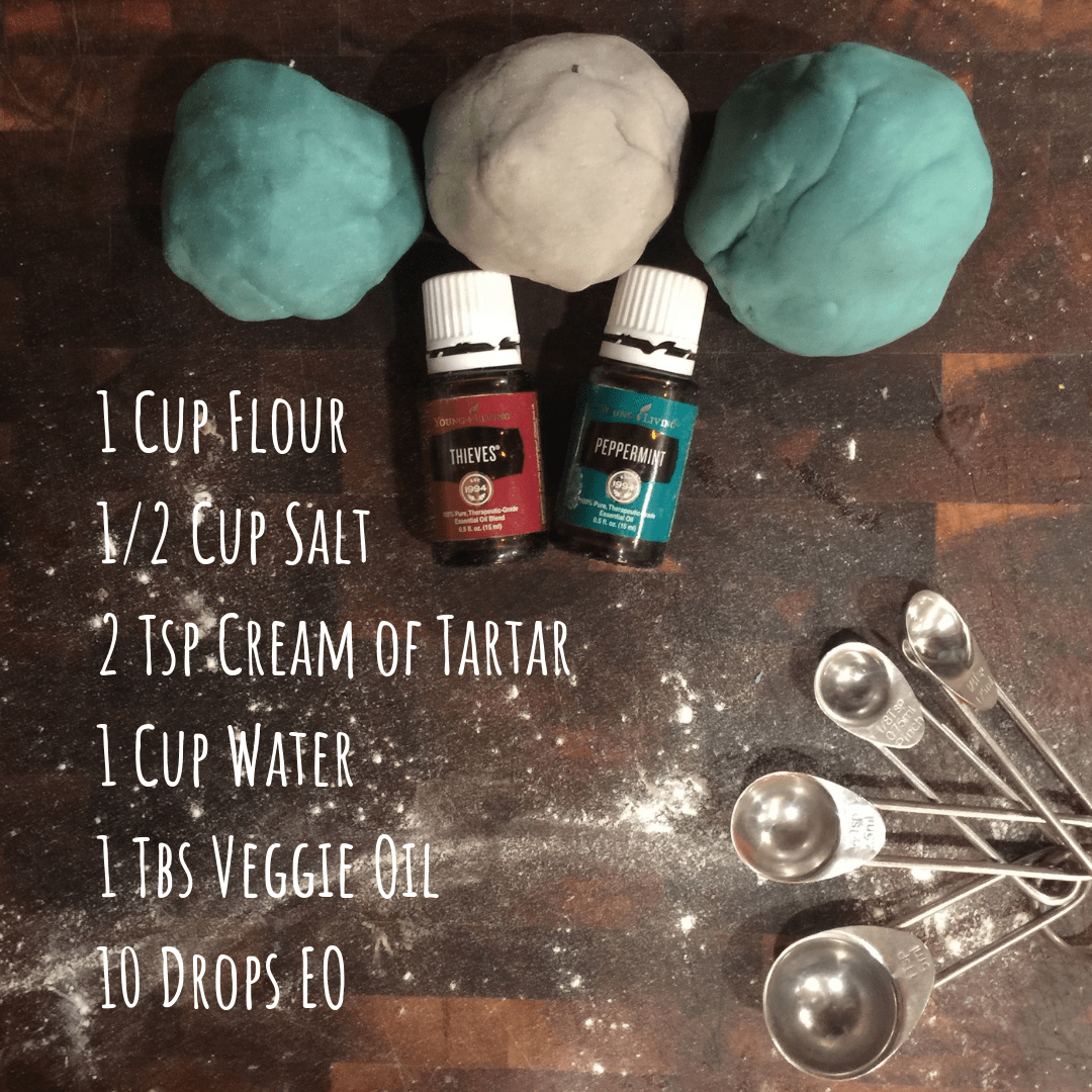 1 Cup Flour12 Cup Salt2 Tsp Cream of Tartar1 Cup Water1 Tbs Veggie Oil